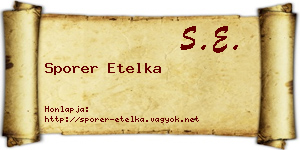 Sporer Etelka névjegykártya